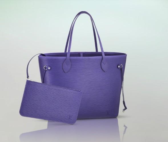 LV Neverfull MM Epi Leather Purple Tote