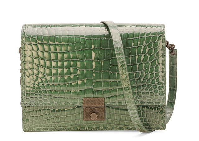 Bottega Veneta Crocodile Top Flap Accordian Shoulder Bag